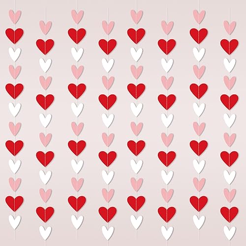 Guirnalda de corazones rojos y blancos y rosados, no puedes hacerlo tú mismo, suministros de decoración de fiesta del día de San Valentín, guirnalda