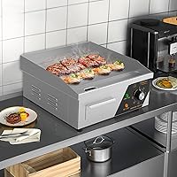 Vista 9 de Bonnlo Plancha comercial de 14 pulgadas y 1500 W con encimera de acero inoxidable, plancha plana, control de temperatura ajustable de 122-572 ℉