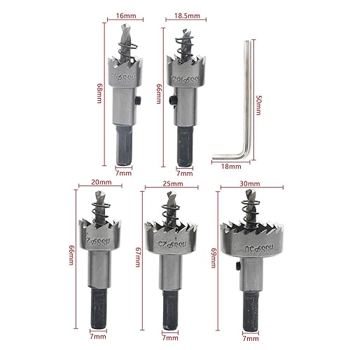 Miniatura 2 de Juego de 5 piezas de sierra de taladro HSS de 0.630-1.181 in para metal de alta velocidad de sierra de agujero de acero Brocas de corte Herramienta