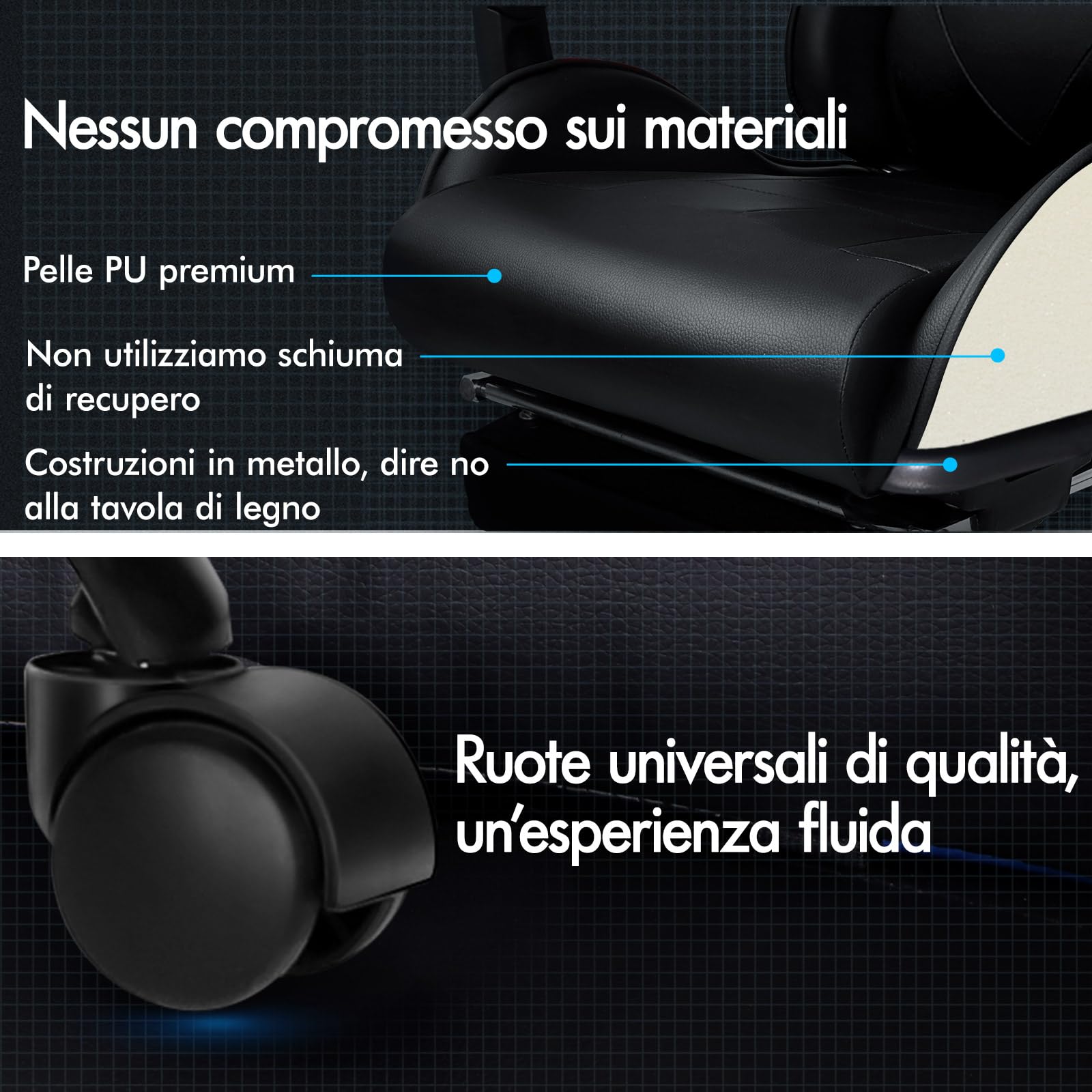 ALFORDSON Sedia Gaming Massaggiante, Sedia Professionale Gamer con Cuscino Lombare & Poggiatesta, Poltrona Ergonomica da Ufficio con Poggiapiedi, Regolabile 90-150°, Portata 180 kg, Similpelle(Nera)