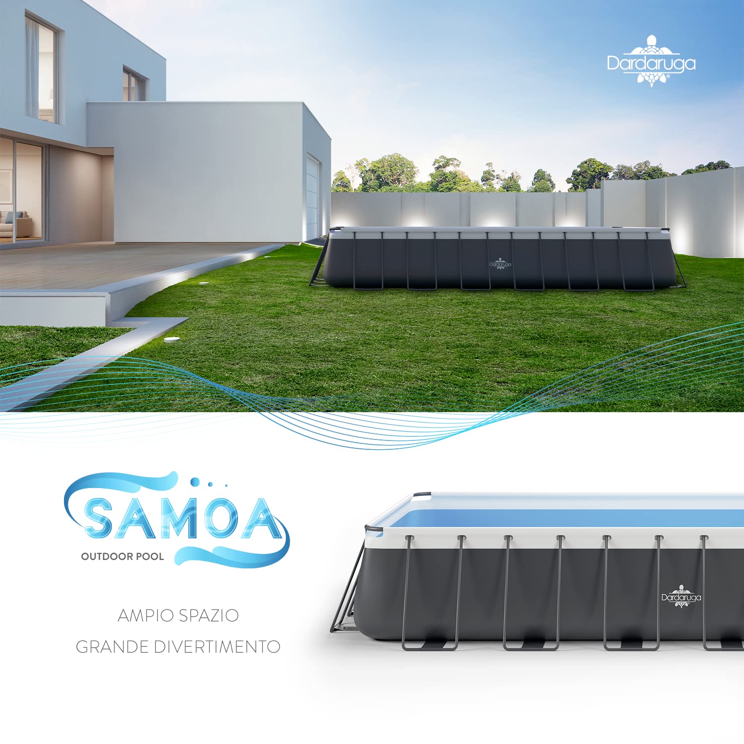 Dardaruga Piscine Tubulaire Bali 300x200x75cm - Pompe Filtre Économique + 2 Cartouches - Liner Multicouche Premium