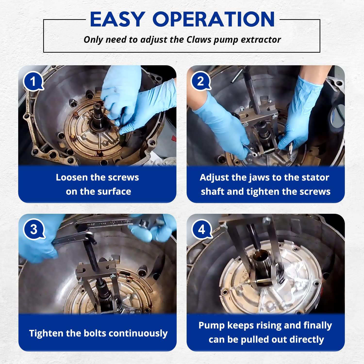Transmission Pump Puller Remover Tool with Adjustable Jaws Pump Extractor, fit for Ford C6, E4OD 4R100 and 200, THM200-4R, 350, 400, 4L60E, 4L65E, 4L75E Transmission Pumps