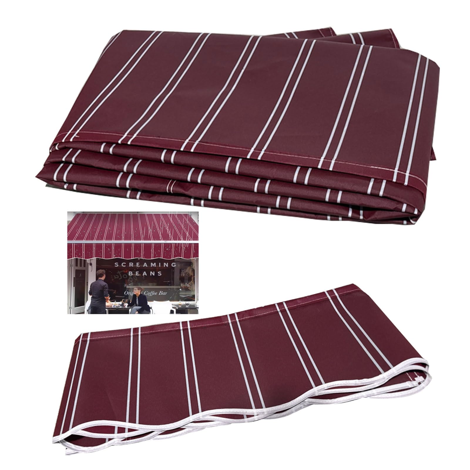 Recambio de Tela para Toldo de Jardín Retráctil Toldo de Poliéster Impermeable Lona de Toldo para Exterior Toldo de Protección Solar para Cubierta Patio Playa(Size:3x1.5m,Color:Rayas)