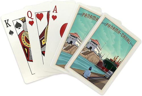 Miniatura 2 de Lantern Press Canal de Panamá, Litho (52 cartas de juego, baraja de cartas tamaño póquer con comodines)
