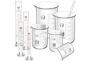 All-in-One Chemistry Lab Essential Kit: Glass Measuring Beaker and Graduated Measuring Cylinder with Stirring Rod