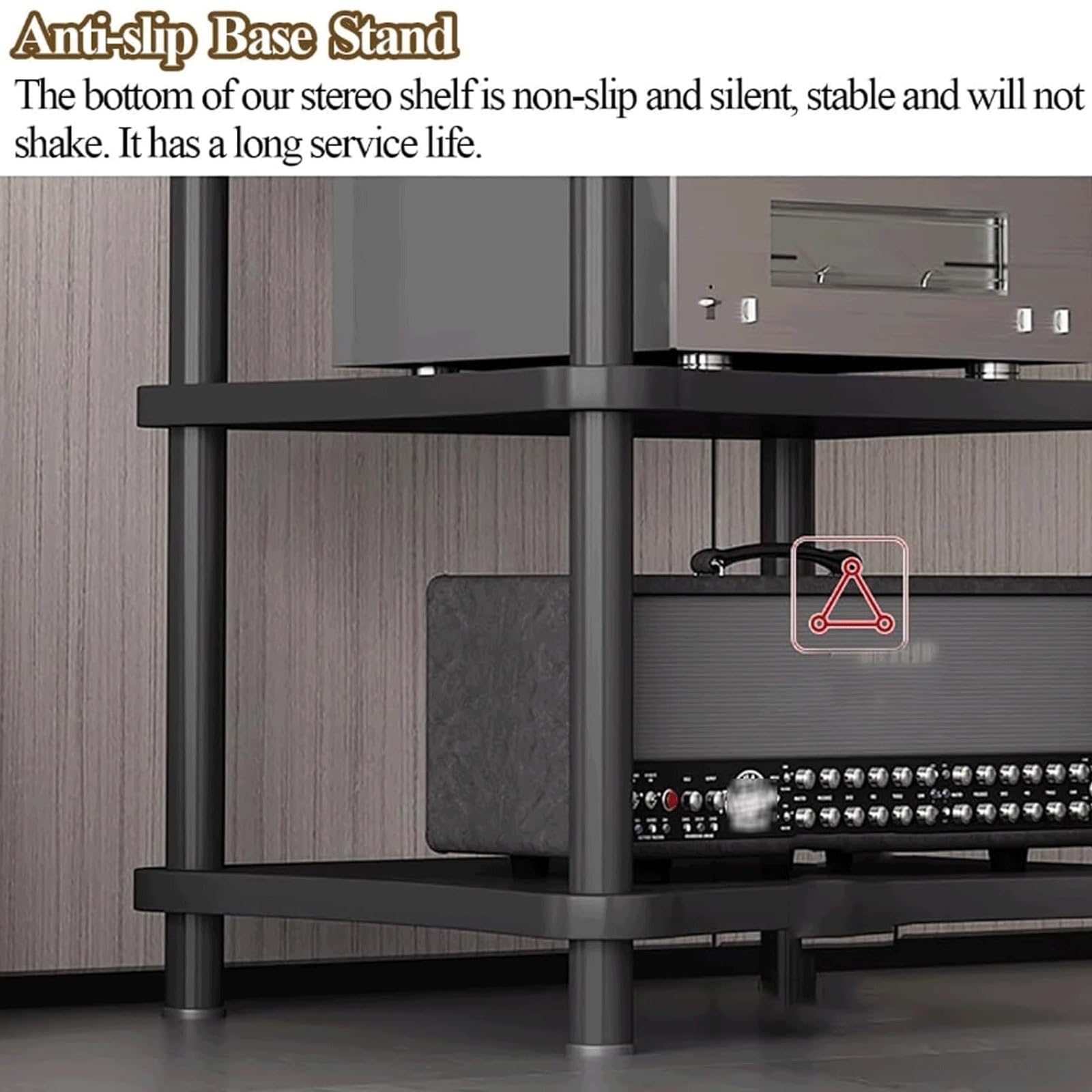 Rack audio a 4 livelli aperto AV Cabinet Stereo Equipment Shelf Audio-Video Storage finitura marrone ideale per Home Theater & Music Setup