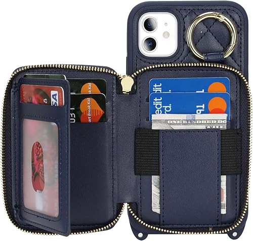 Miniatura 6 de Funda para iPhone 11 con tarjetero para mujer, para iPhone 11, funda con correa, ranuras para tarjetas de crédito, bandolera con función atril y