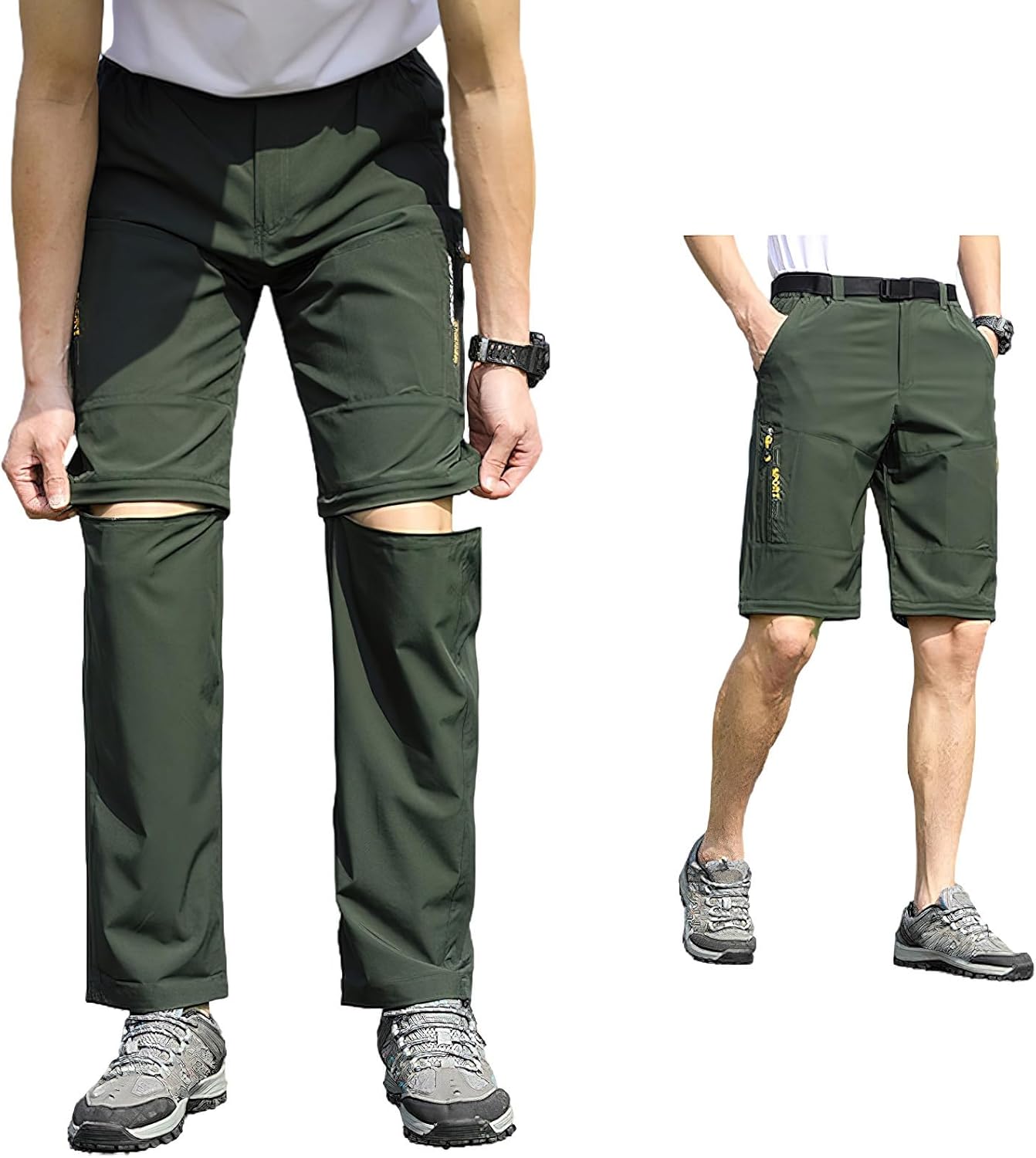 Men's Outdoor Tactical Pants Detachable Water Resistant Hiking Cargo Shorts for Fishing Camping Travel