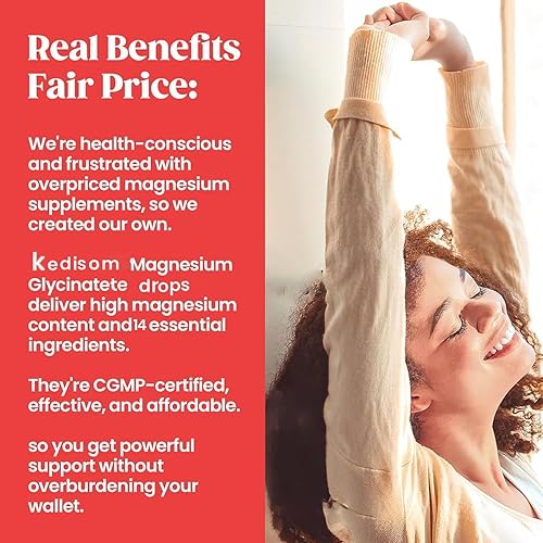 Miniatura 4 de Gotas líquidas de glicinato de magnesio, 2 onzas líquidas, suplemento de complejo de magnesio con vitamina B6, B12 y D3 más L-teanina omega-3 para