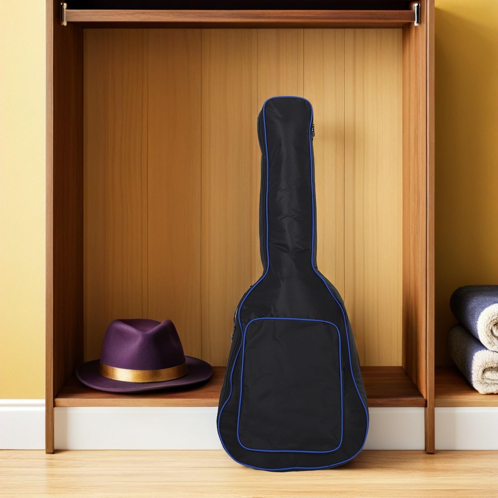 GLEAVI Bolsa para Guitarra Acústica de 41 Pulgadas y Acolchada Gruesa Borde Azul, Mochila Portátil para Guitarra Eléctrica, Funda Engrosada Resistente al Agua para Viajes y Conciertos