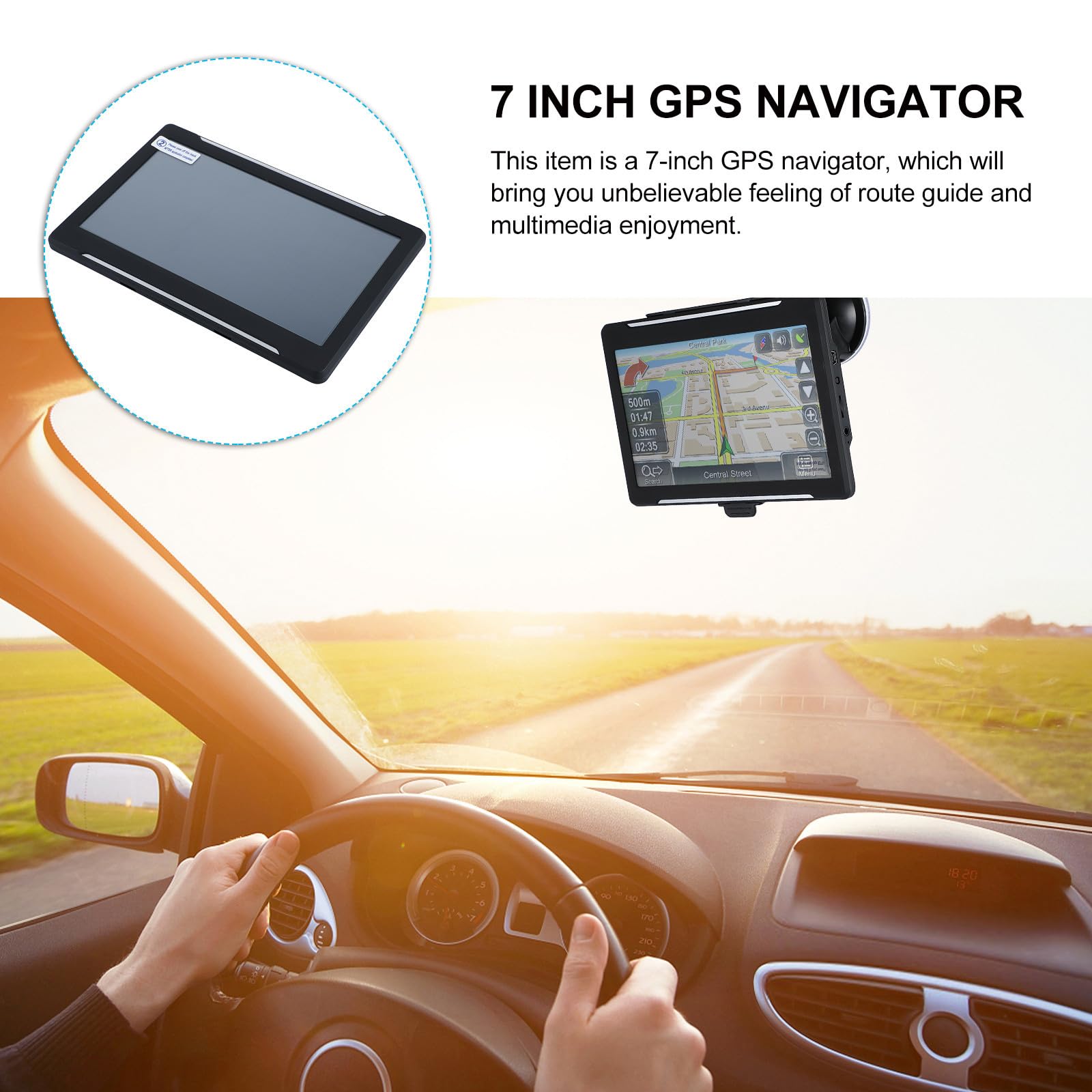 Dispositivo Gps per Camion da 7 Pollici con Schermo Touch, 8gb di Archiviazione, Correzione Intelligente degli Errori e Vocale, per Auto e Veicoli Commerciali