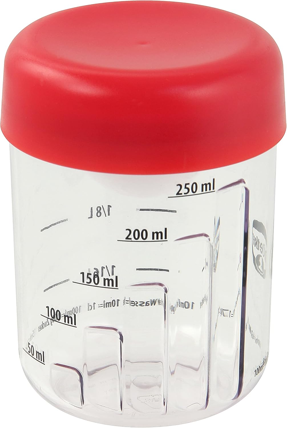 Dr.Oetker Mix and Measuring Jug with Egg Separator, Plastic, Transparent/Red, 250 ml