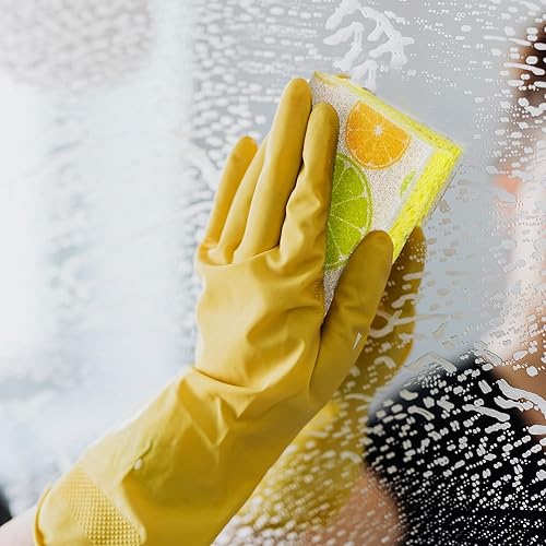 Miniatura 5 de CELOX Esponjas de doble cara impresas con limón, esponja antiarañazos para limpieza de cocina, 4.5 x 2.8 x 0.8 pulgadas (6)