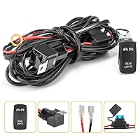 Vista 2 de Mofun - Kit de arnés de cableado de luz LED de 2 conductores con interruptor basculante azul para luces traseras, relé de encendido/apagado