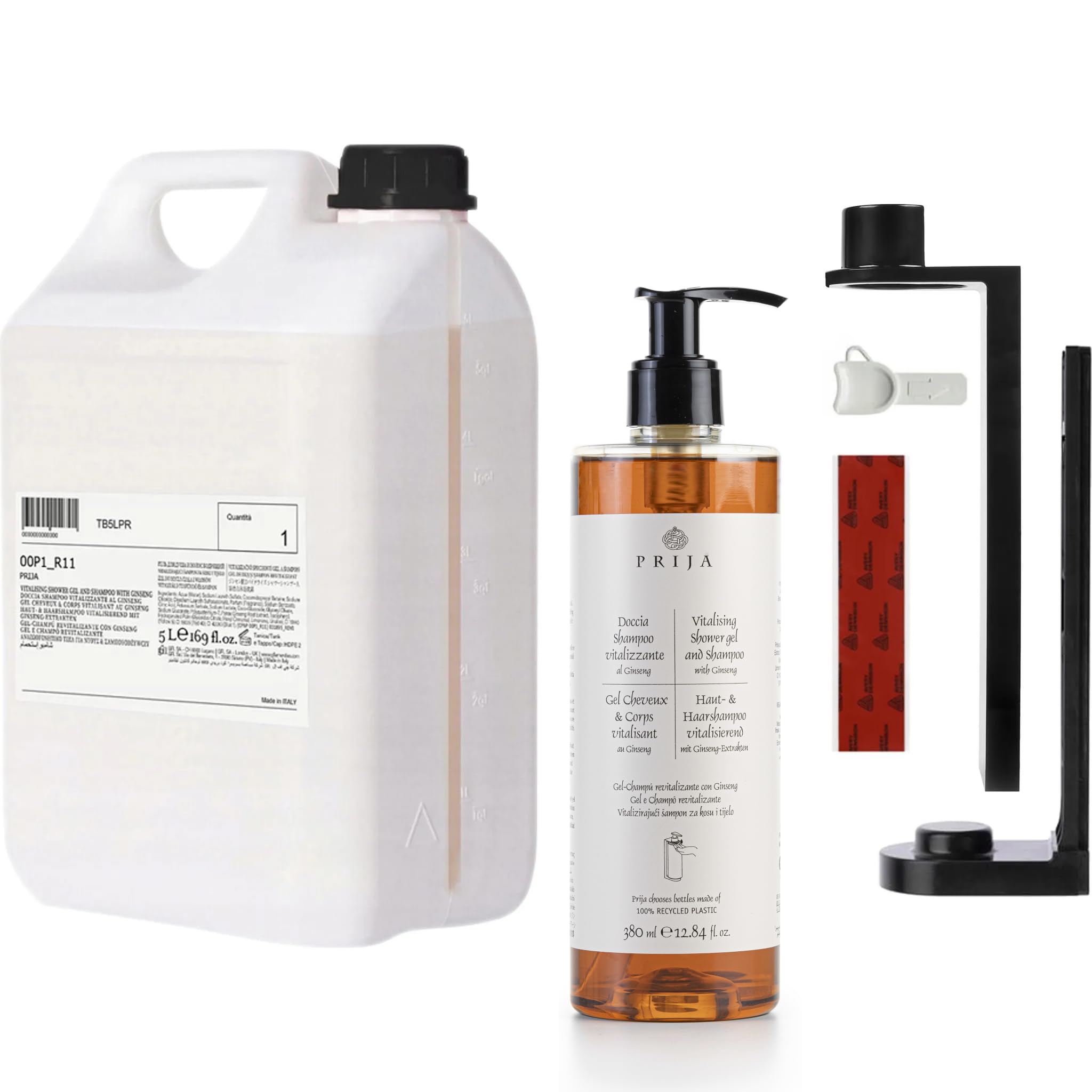thehotelery.de PRIJA Set: Hair & Body Shampoo & Gel doccia – Confezione di ricarica 2 in 1 formula rivitalizzante con estratto di ginseng, estratti vegetali naturali, idratante per pelle e capelli