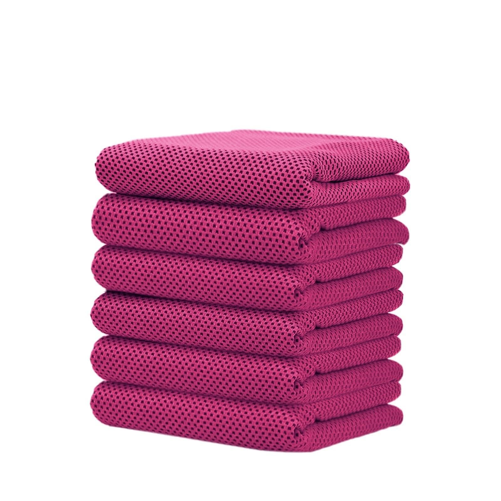 HNULGVI Cooling towel 6Pcs Cooling Towel Set 90x30cm Soft Breathable(6 Pcs Rose Red)