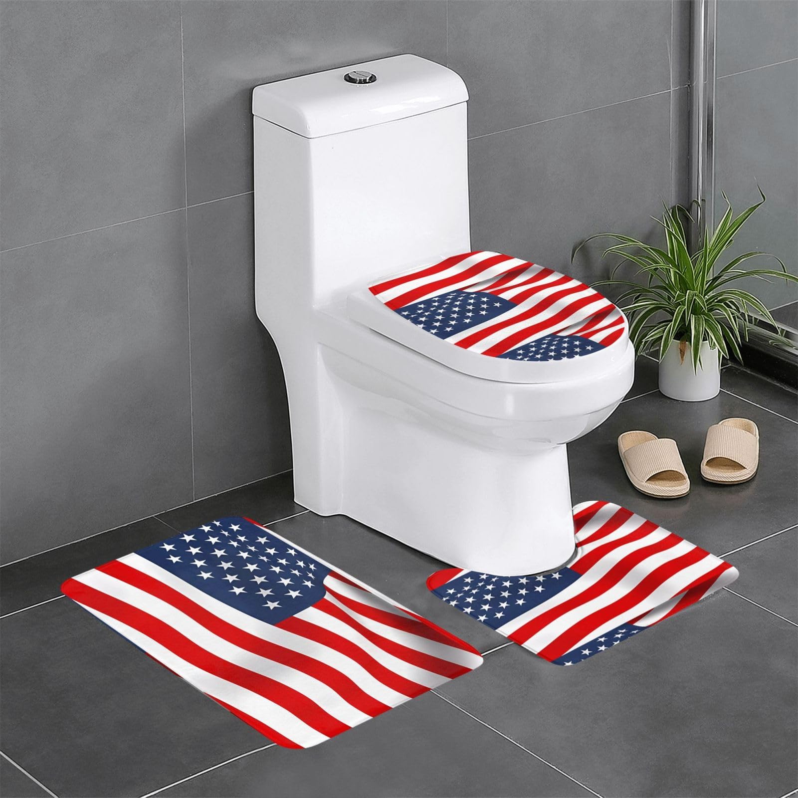 Lot de 3 tapis de sol drapeau américain pour salle de bain et cuisine