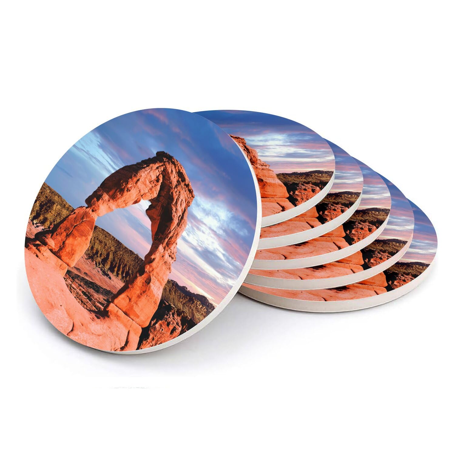 Sous-verre ronds en céramique lot de 6 coffret cadeau décoration nature