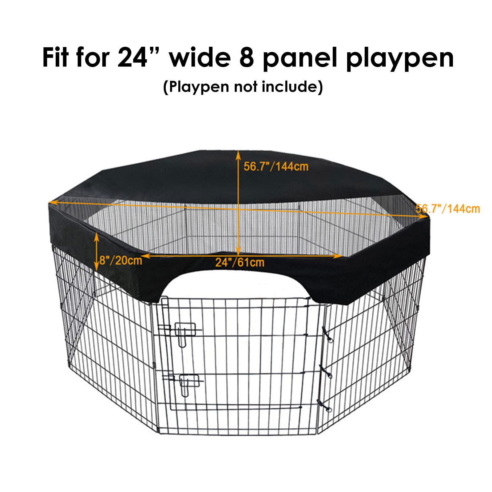 iFCOW Housse de parc pour chien de 61 cm - Housse supérieure résistante au soleil et à la pluie - Pour parc extérieur à 8 panneaux