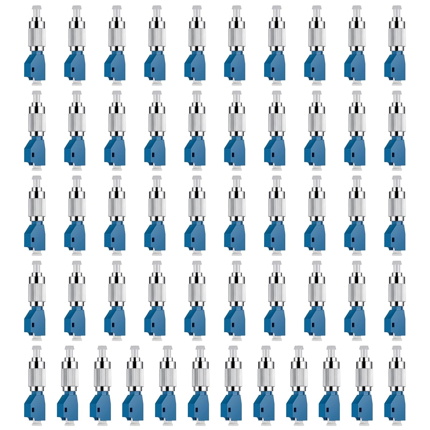 Moocci 52 Pcs Visual Fault Locator Fiber Adapter, Fiber Optic Connector, Single Mode 9/125um FC Male to LC Female Hybrid Optical Fiber Convertor Adapter Compatible with Optical Power Meter Cable