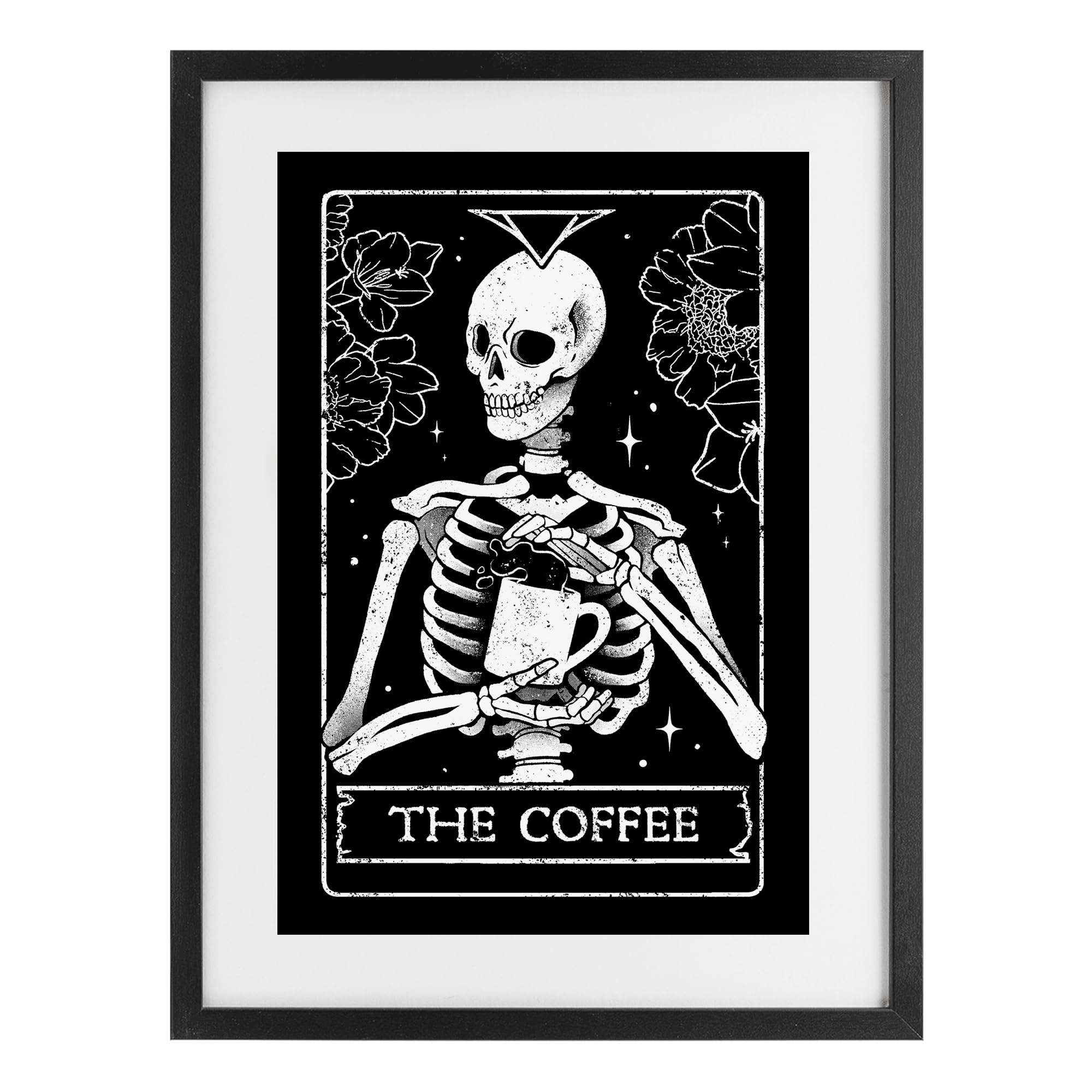 Stupell Industries 'The Coffee Skeleton Tarot', Framed Print Under Glass, Black, 17 x 23 Inches, Easy to Hang and Sturdy, Made in USA, by EduEly Designs