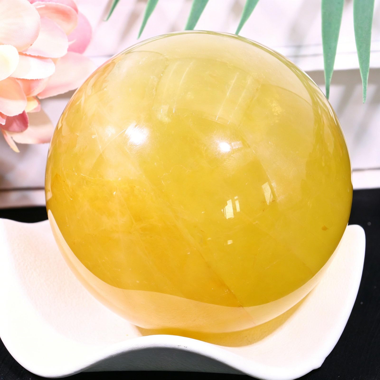 Sfera di citrino Cristalli curativi Pietre preziose Naturali Sfera di Cristallo Chakra per Decorazioni per casa, aromaterapia, Feng Shui e guarigione con Cristalli per divinazione,40MM