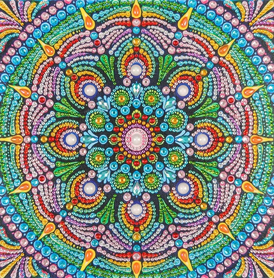 Image of AiYuanzsh Special Shape Diamond Painting Set for Adults, Mandala 5D Partial Drilling Diamond Art Set for Beginners, Paint Gem Art Painting Crafts with Diamonds 30x30cm