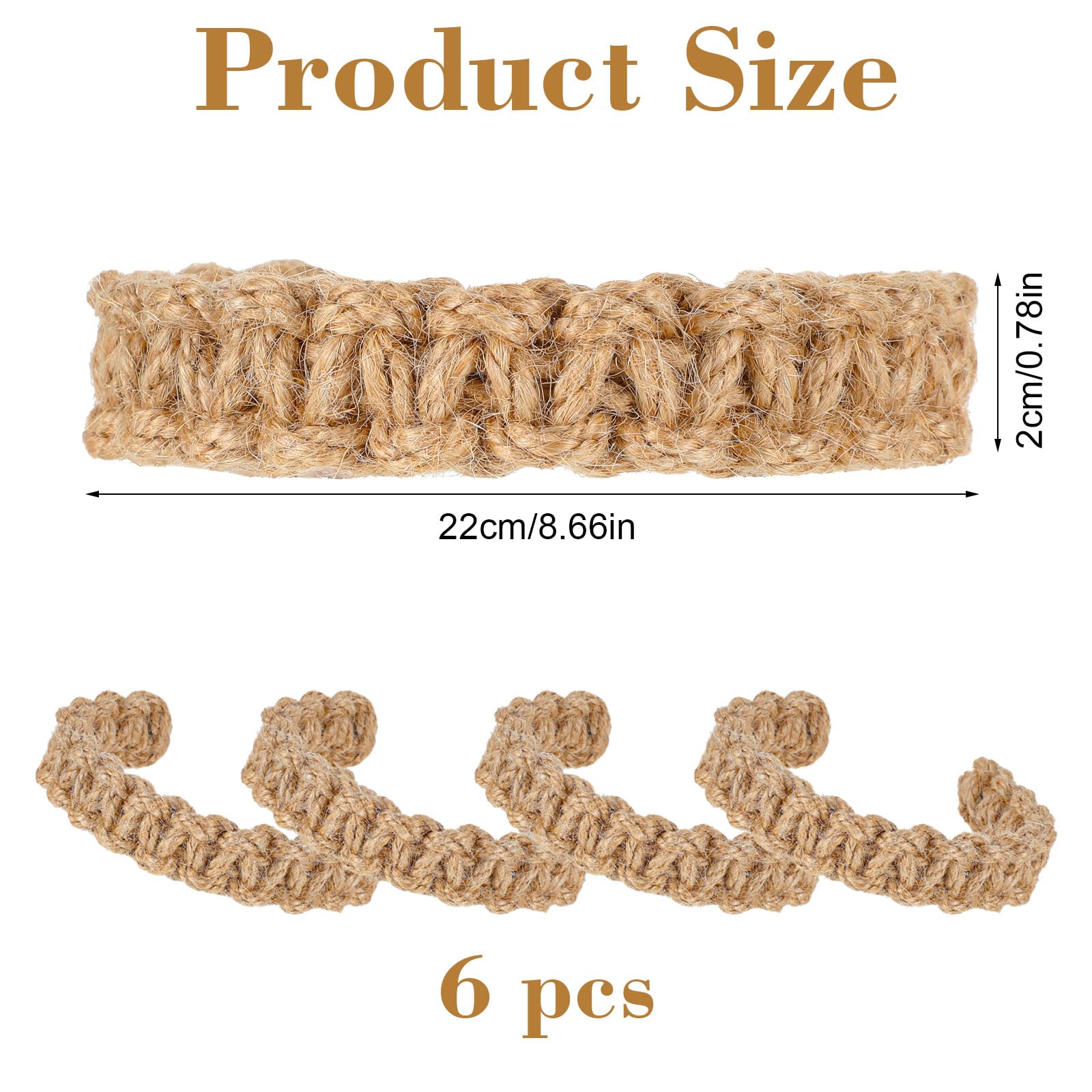 MAKNGRID Braided Rope Handmade Boho Light Curtain Tie for Drapes Flexible Burlap Holdbacks Office Decorative Tiebacks, Weight Tie Rustic Home Bedroom Outdoor Pcs 6 Backs Curtain Farmhouse