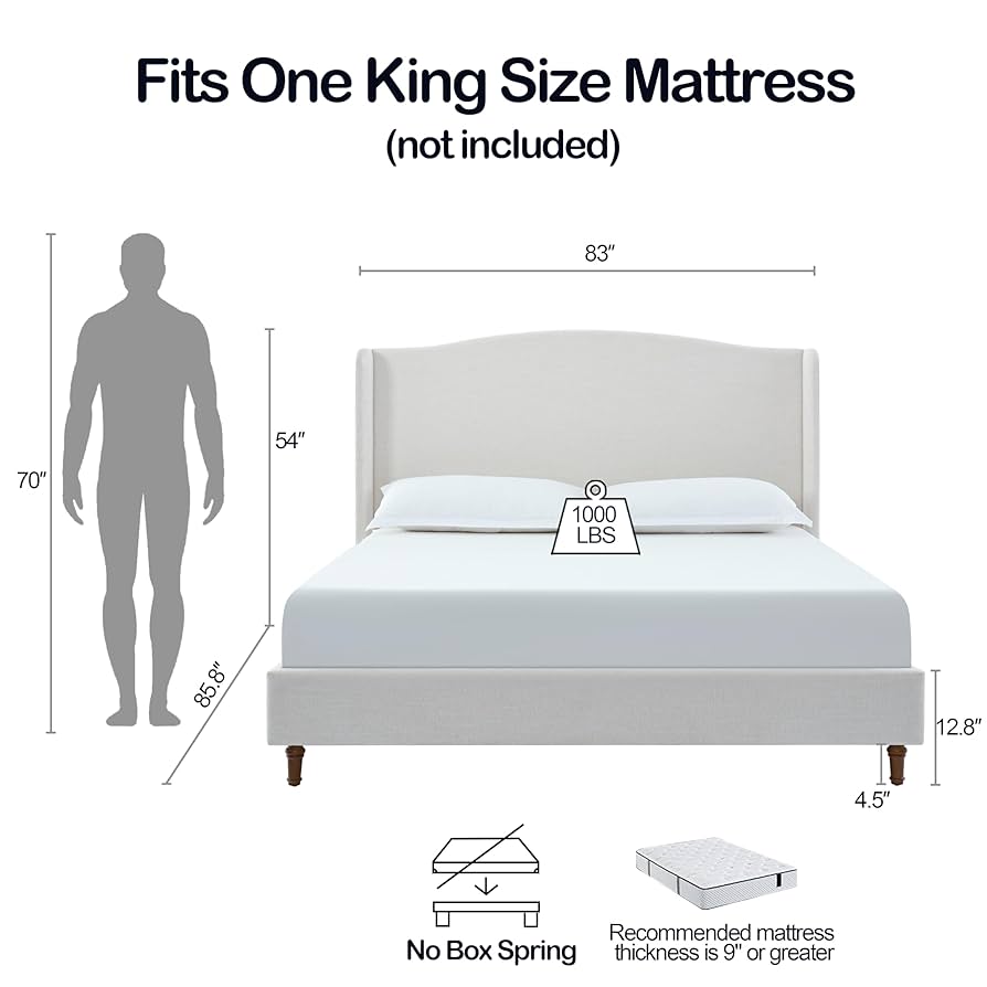 cozyworldwide ボトムス　白銀のWing Amazon.com: LUMISOL King Size Upholstered Platform Bed with