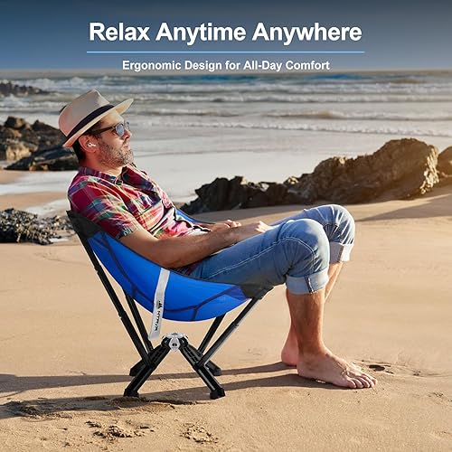 Miniatura 3 de Silla plegable al aire libre y bolsa portátil, equipo de silla de camping para senderismo, mochilero, deporte, fútbol, playa, silla de campamento