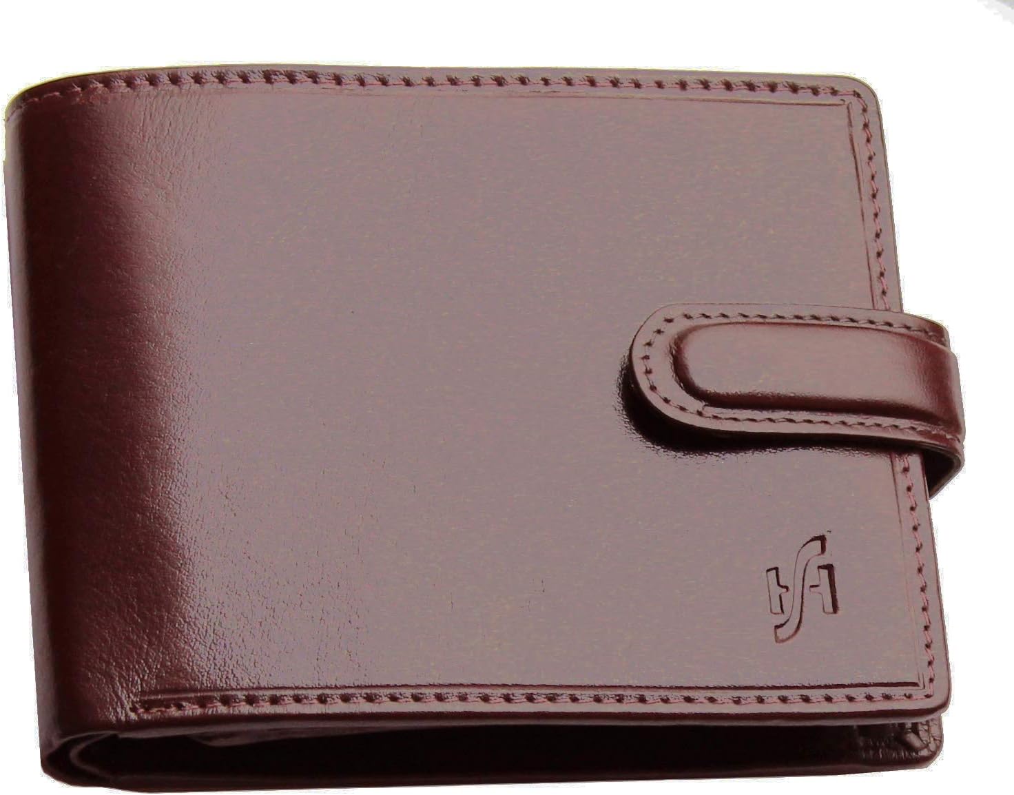 RFID Blocking Wallet | Mens Leather Wallet UK | Real Soft Cowhide Card Holder with Coin Pocket | Compact Bifold Purse | ID Window & Gift Box | 1212 (VT Brown)