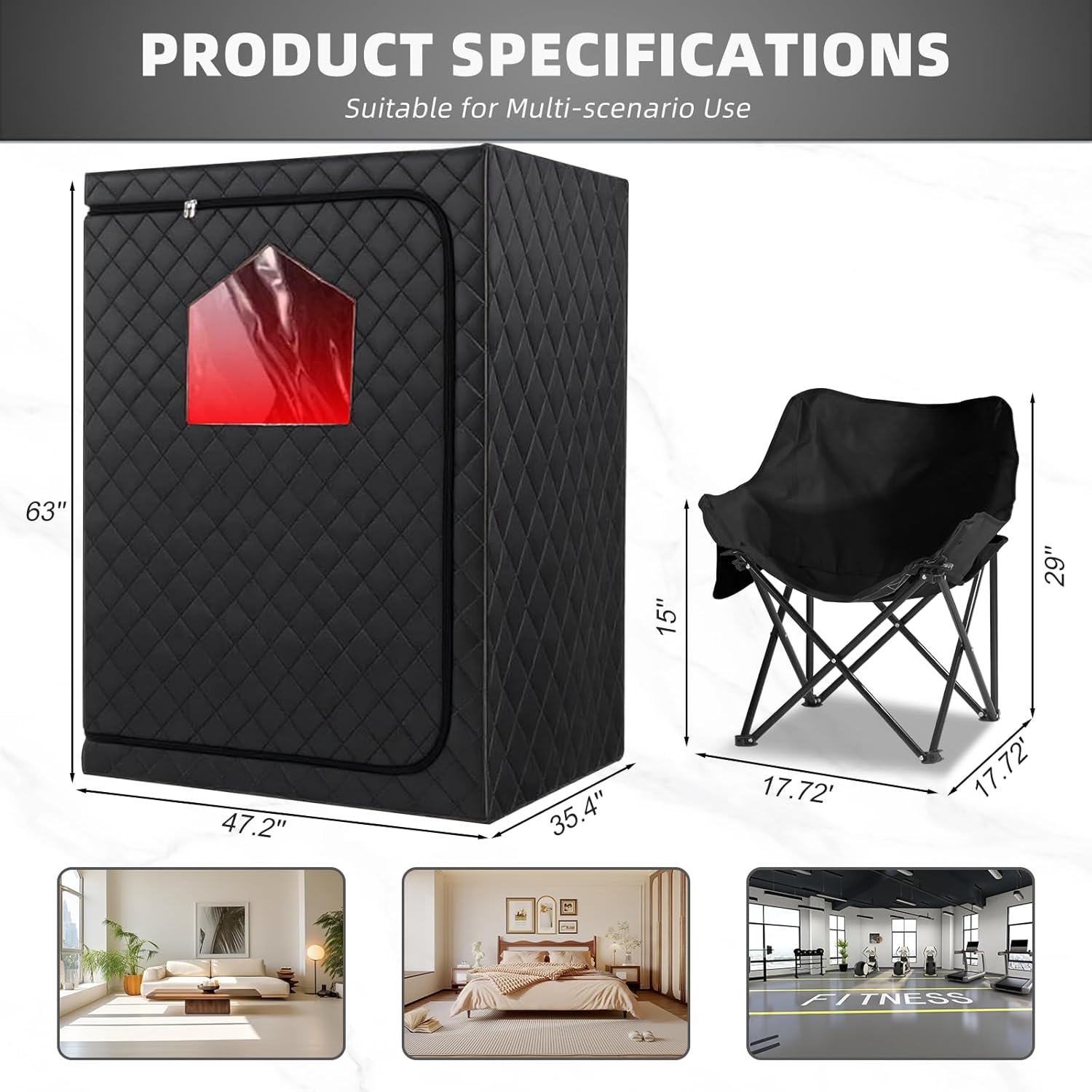 2 Person Infrared Sauna Box, Portable Infrared Sauna for Home, Personal Infrared Saunas with Red Light Threapy, Remote Control, Upgraded Comfortable Chair