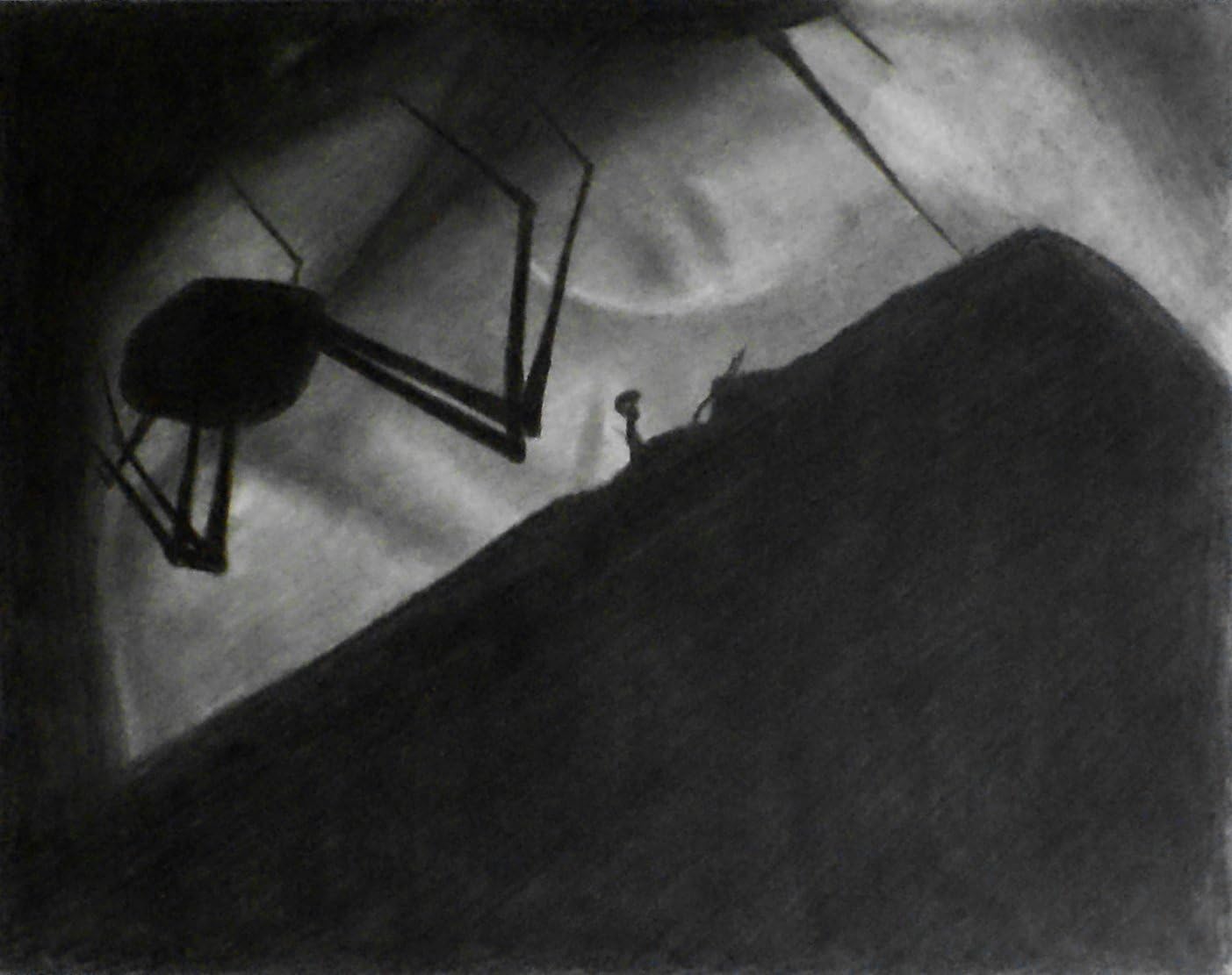 1-11x14 LIMBO - Charcoal Drawing and Illustration - Dark Gothic Fine Art - Original Video Game Art - Scary Macabre Black & White Drawing - Halloween Spider
