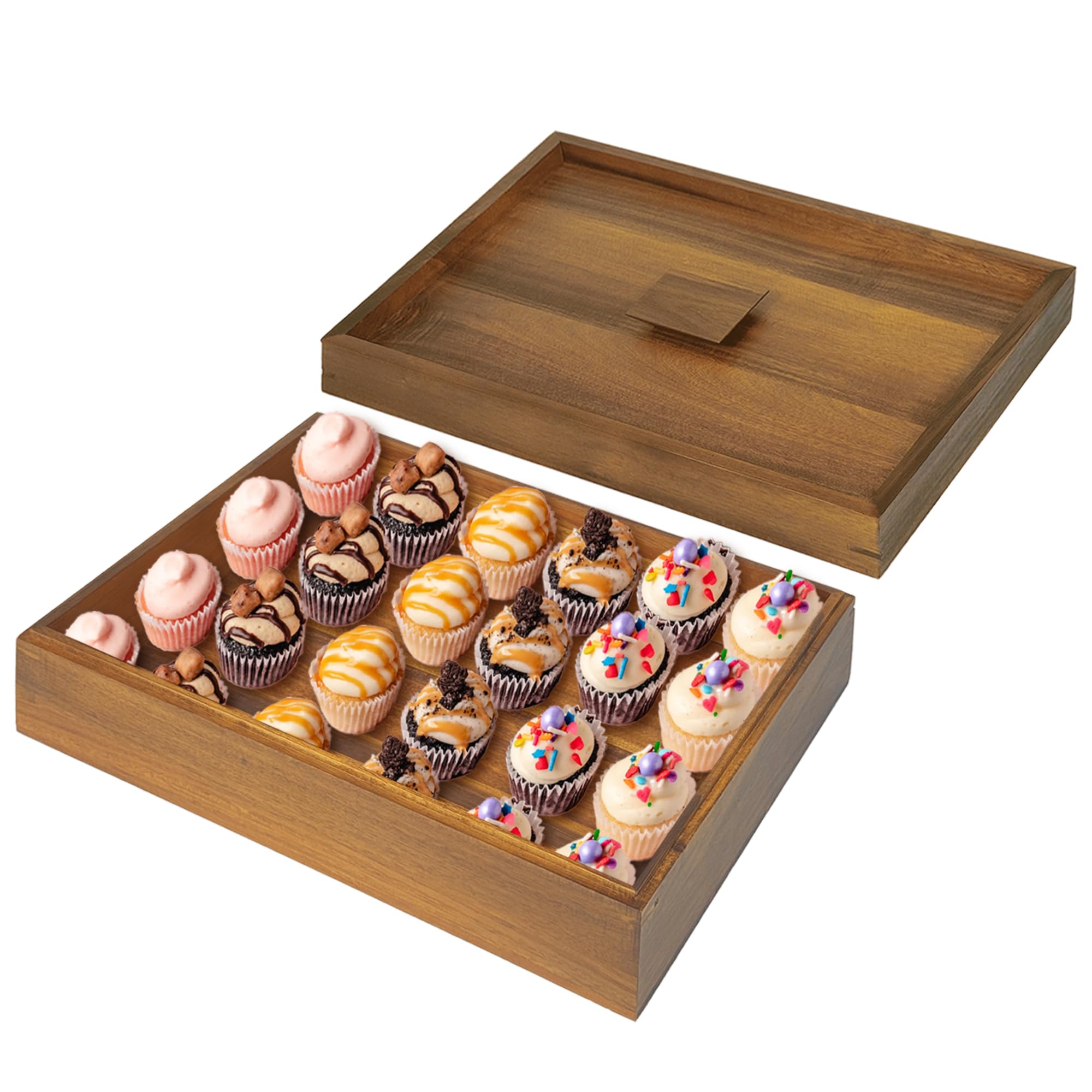 koretechPizza Dough Proofing Box, 16'' x 12'' Wooden Pizza Dough Droofing Container with Lid and Dough Spatula, Suitable for Homemade Pizza Bread (Acacia Wood)