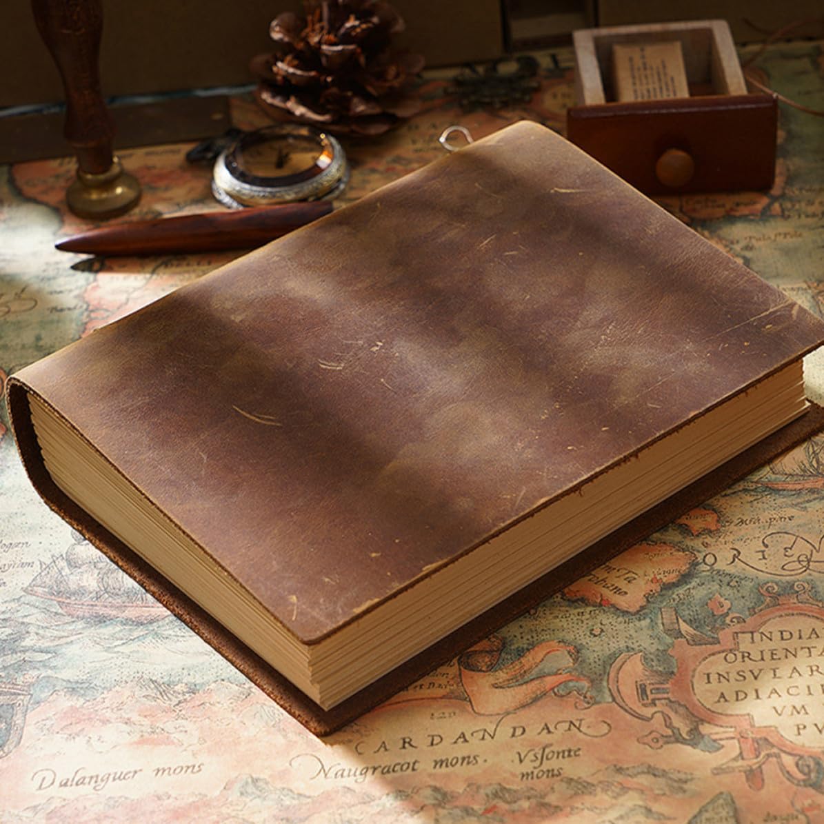USHOBE Quaderno Vintage in Pelle Marrone Copertina Testurizzata, Taccuino per Appunti di Lavoro, Carta, per Ufficio e Viaggi