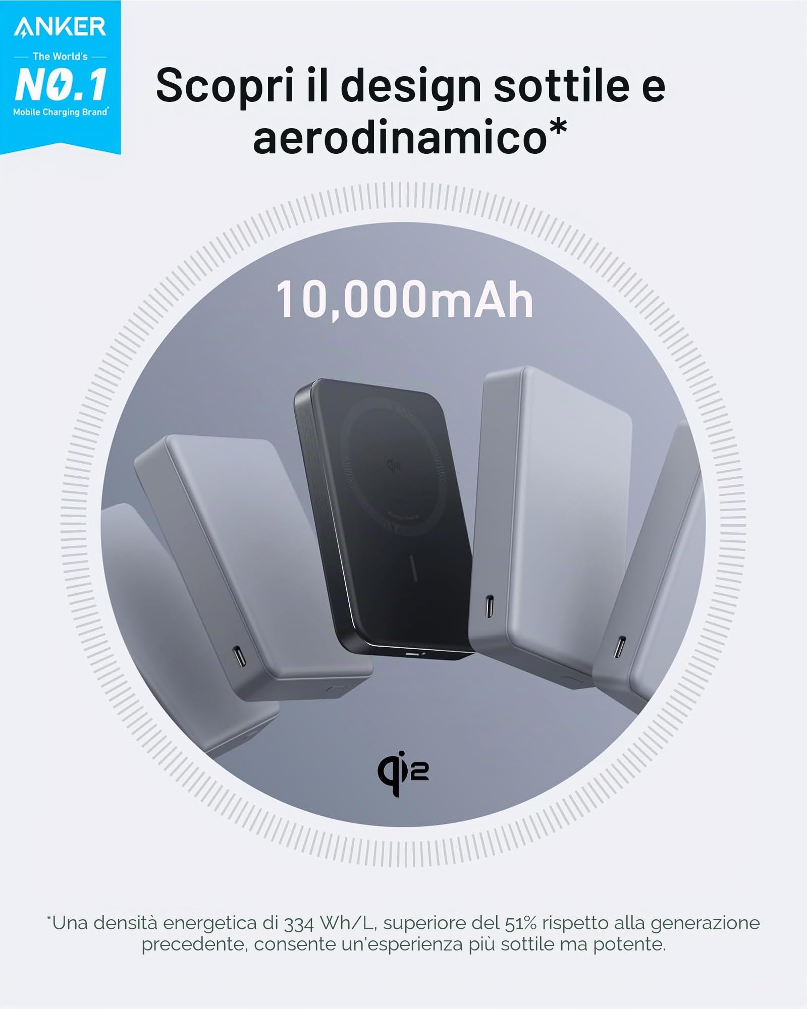 Anker MagGo Power Bank 10000 mAh, Batteria Magnetica Qi2 15 W, Portatile, Compatibile con iPhone 17 Pro Max/16/15