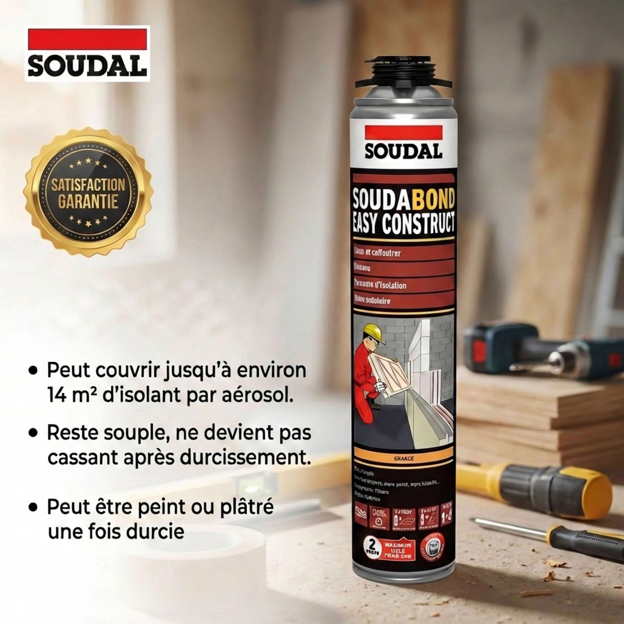 Soudal - Colle mousse PU 750 ML non-expansive SOUDABOND EASY CONSTRUCT