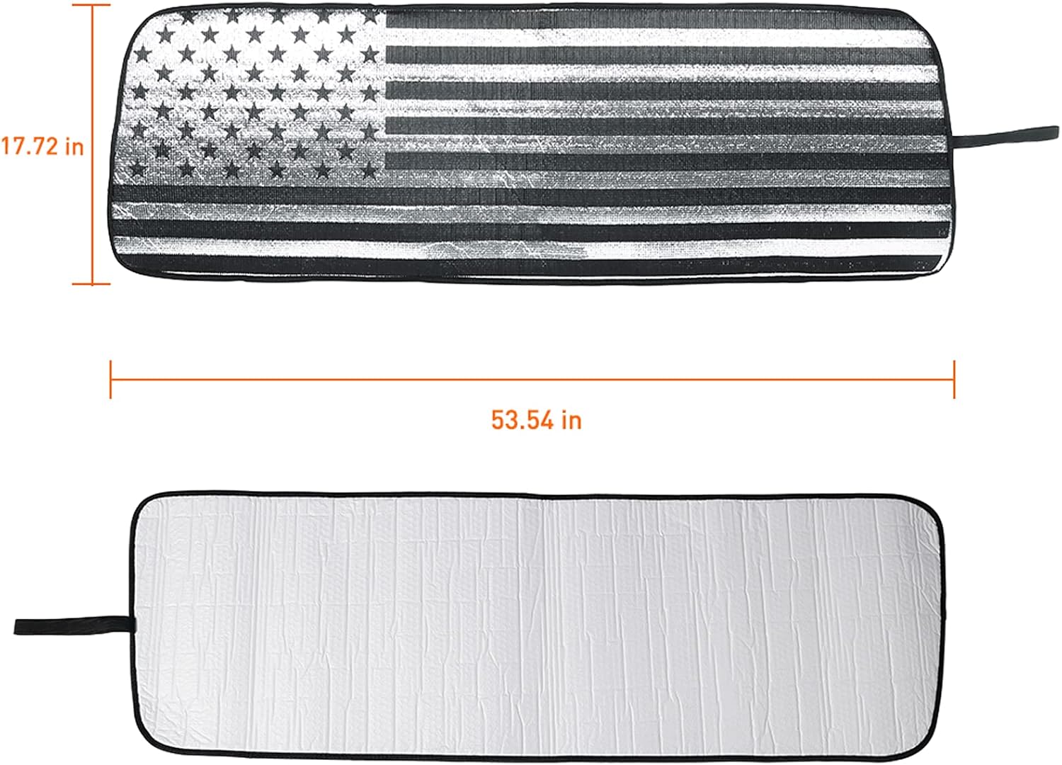 Savadicar Windshield Sun Shade with USA Flag for 2018-2022 Jeep Wrangler JL JLU & Gladiator JT, Sunshades Heat Shield, Aluminum Foil Triple Laminate Structure, Silver