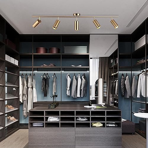 Miniatura 6 de BOKT Iluminación LED de 5 luces LED para techo dorado moderno de 5 vías Iluminación de punto interior Iluminación de mediados de siglo Vintage