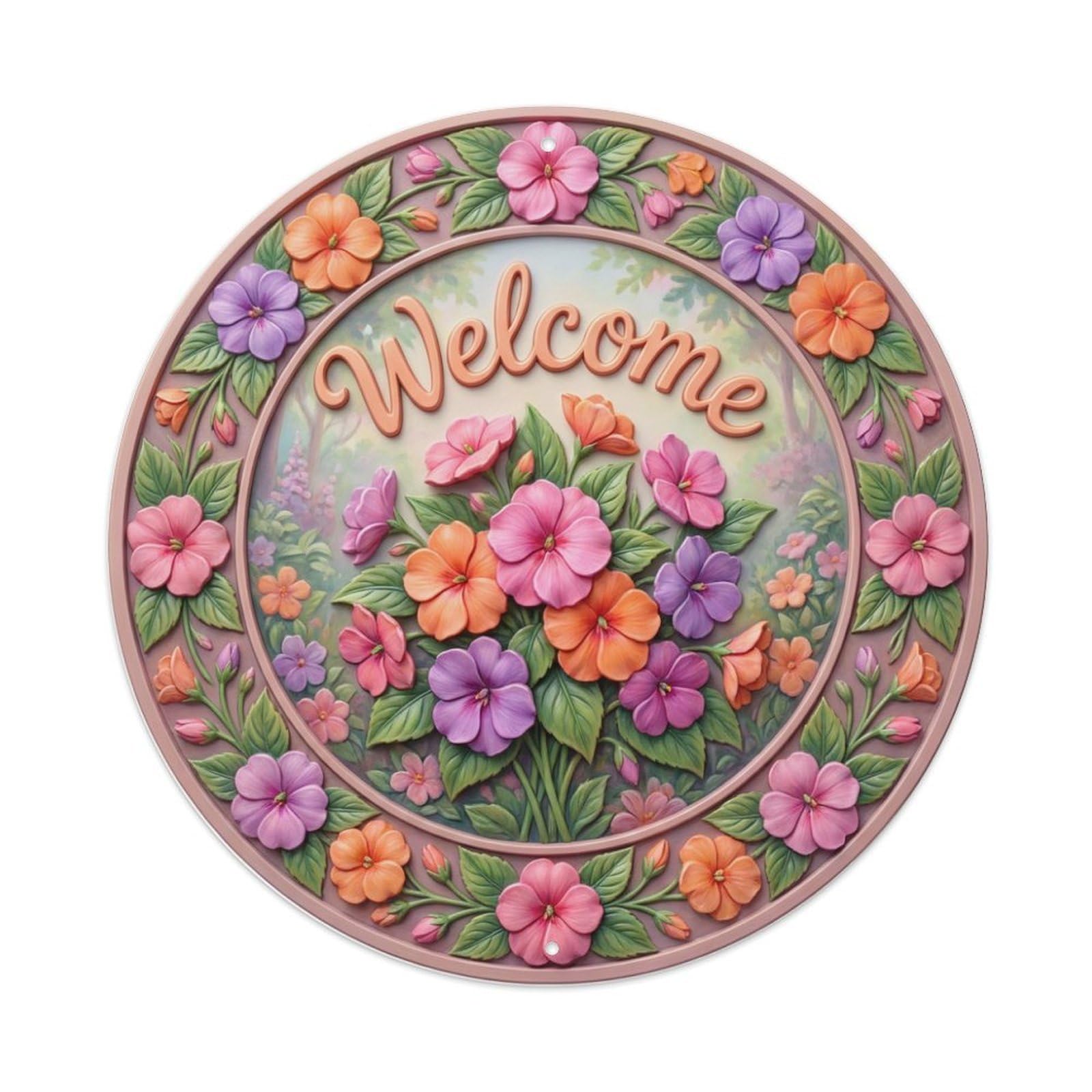Tgrcjimh Style Metal Tin Sign Impatiens Garden Welcome Colorful Shade