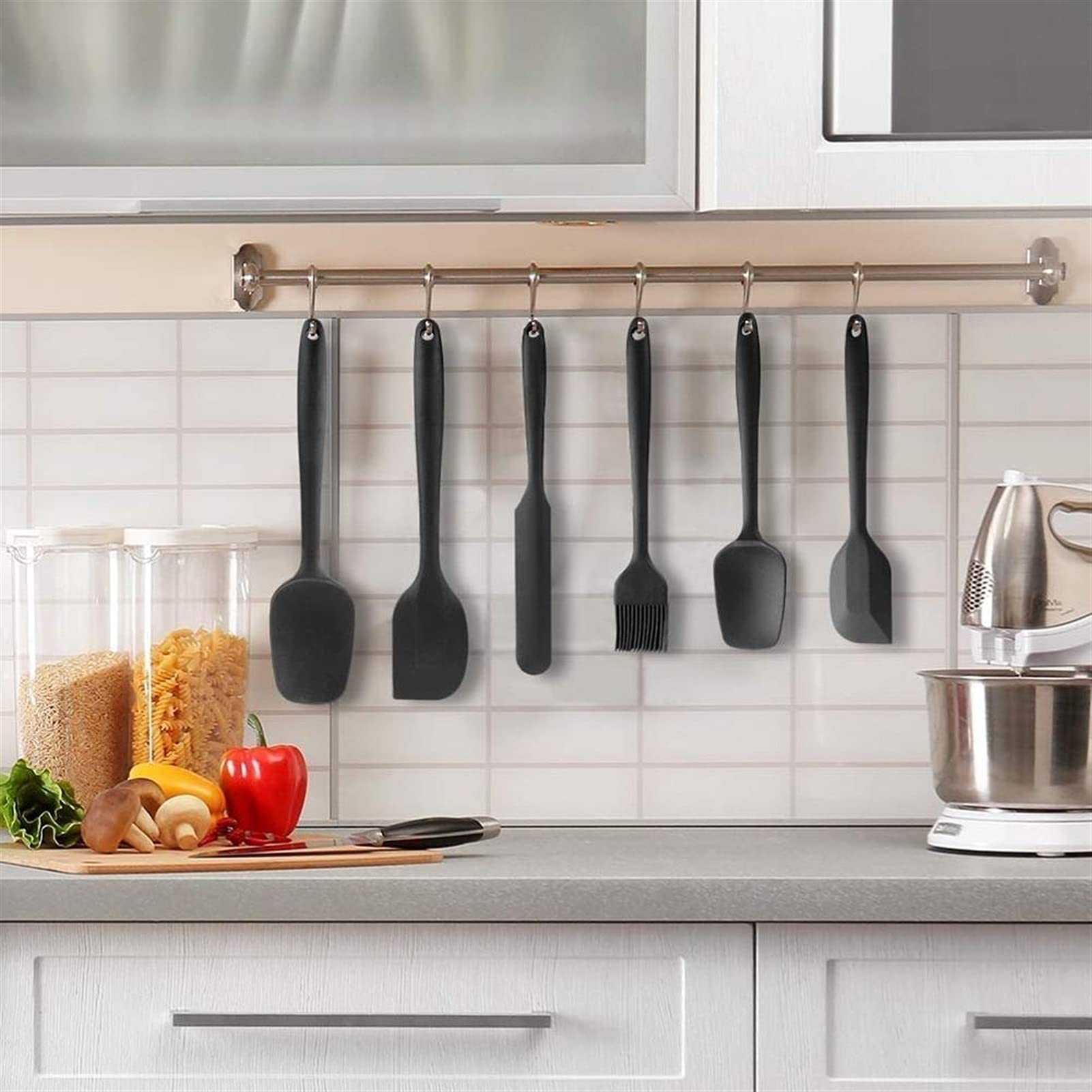 caihuashopping Teigschaber 6-teiliger Silikonspatel-Set Wärmebeständige Backwerkzeug Spatel Kuchen Dekorieren von Utensilien zum Kochen Backen Mischbacken Spatel (Color : Red)