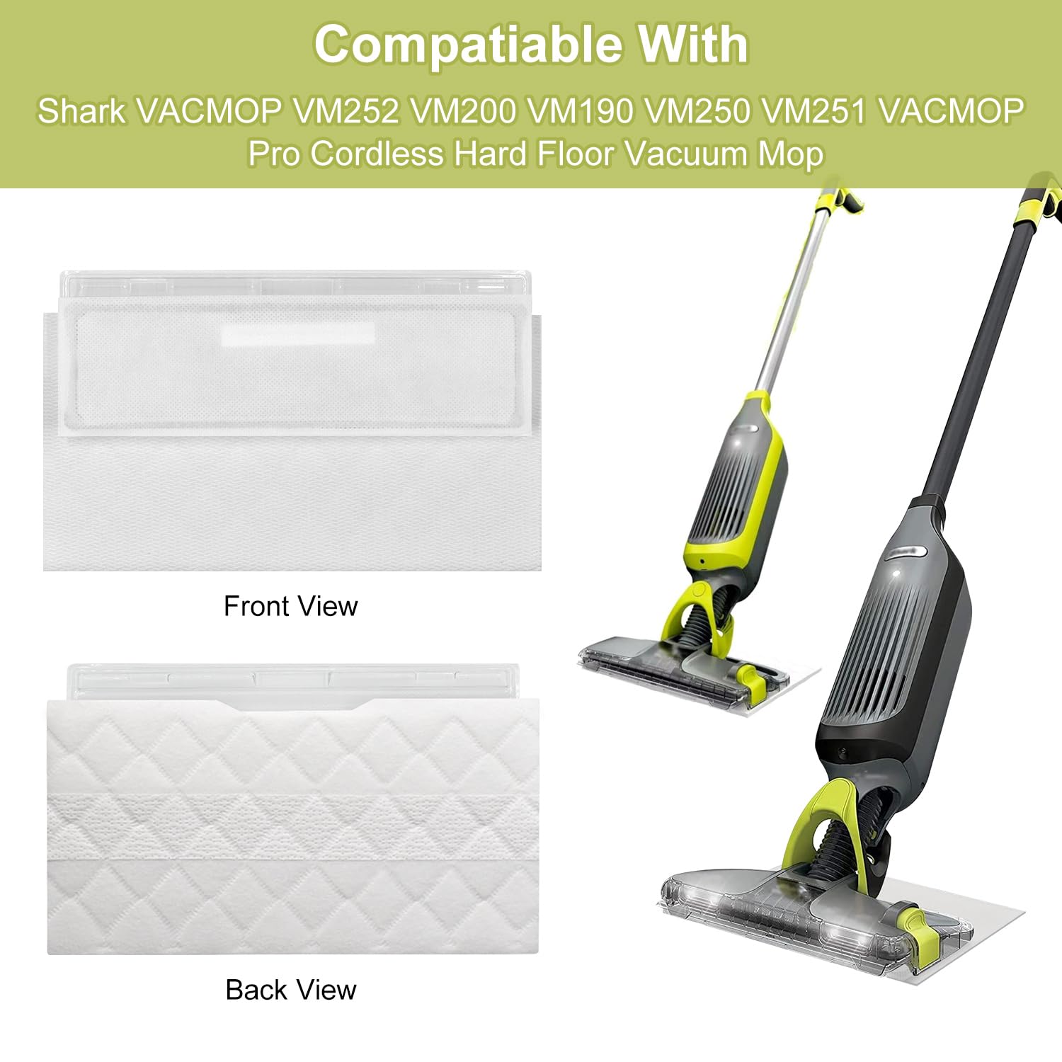 20 Pack Vac Mop Pads Refills for Shark Vacmop VM252 VM251 VM200 VM200C