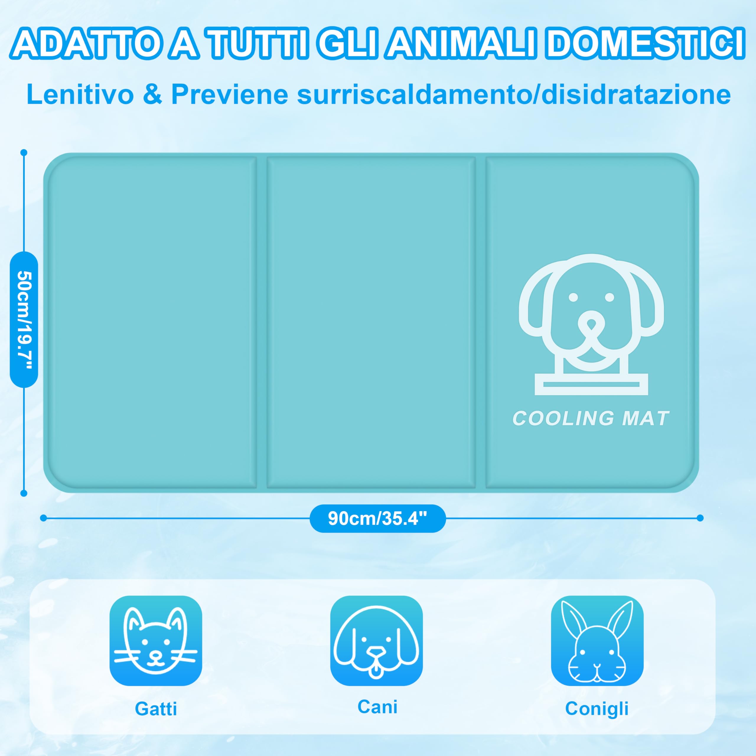 IEEILULU Tappetino Refrigerante per Cani e Gatti, Materassino Rinfrescante per Animali, Tappetino Autorefrigerante Cane, Tappeto Refrigerante Gel Non Tossico per Gatto e Cani in Estate (M, 50 x 90cm)