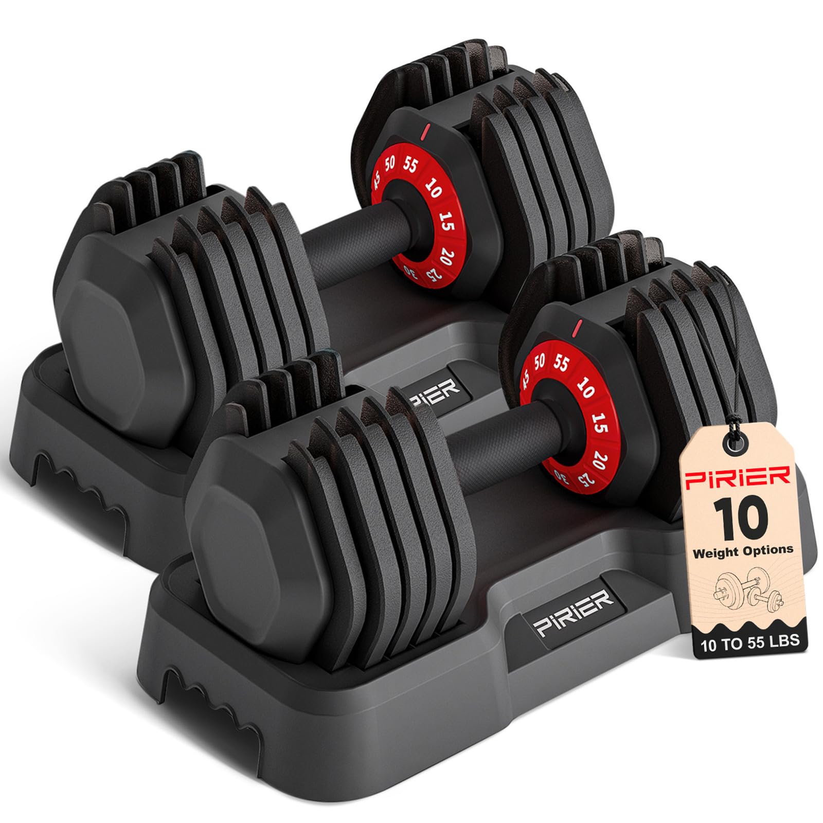 Adjustable Dumbbell Set 55LB Dumbbells Weight, 10-in-1 Weight Dumbbell with Anti-Slip Metal Handle and Bicep Supports for Comprehensive Full Body Strength Training