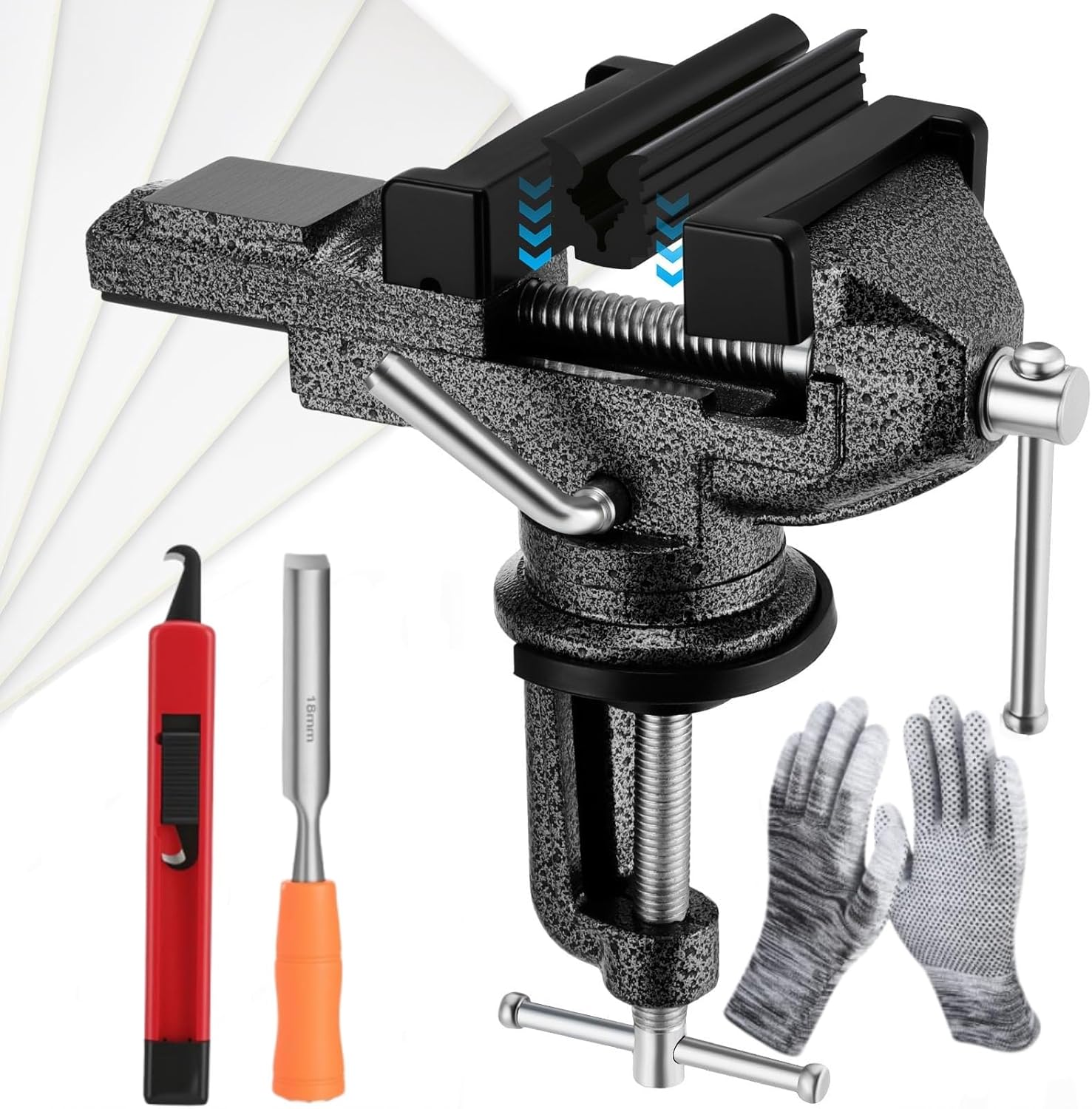Golf Grip Regripping Kit - Pro Tool Kit with Hook Blade, Grip Tape, Remover & Bench Vise for Golf Club Grip Replacement (No Solvent)