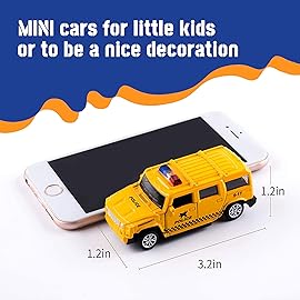 KIDAMI Die Cast Metal Toy Cars Set of 5, Little Openable Doors Pull Back Car Gift Pack for Kids (Police car)