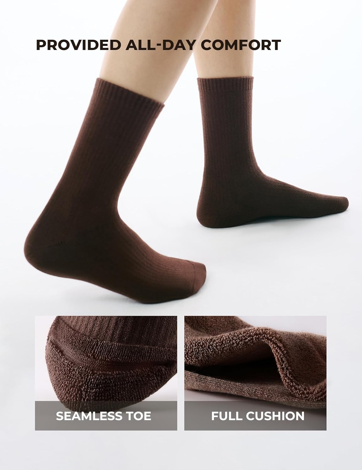 CS CELERSPORT Crew Socks for Women, 5 Pack Retro Cotton Casual Cushioned Slouchy Socks - Image 5