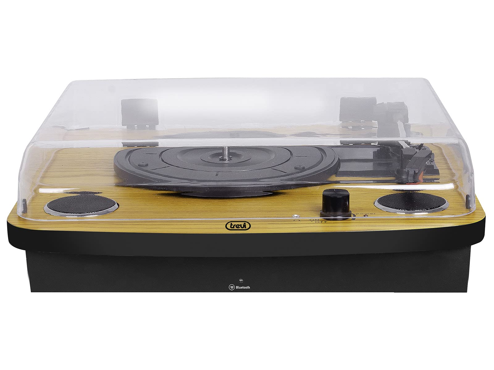Trevi TT 1022 BT Giradischi con Mobile in Legno, Connettività Audio Wireless, 2 Altoparlanti Incorporati, AUX-IN e Uscita RCA, Lettore Vinili 33/45/78 Giri
