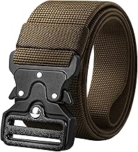 TECEUM Tactical Belt – Brown B3 S – Heavy-Duty Military, Work, Hiking,Rigger, Utility, EDC Men’s Belts – Quick-Release – Nylon Web