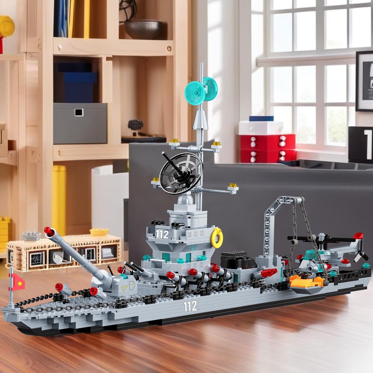Chodia Battleship Building Block Set, 6-in-1 X-Large WW2 Military Battle Ship Aircraft Carrier Toys Navy Warship MOC Model Kits Ideas Birthday for Adults, Men, Boys Age 8-12, 8-14, 8+